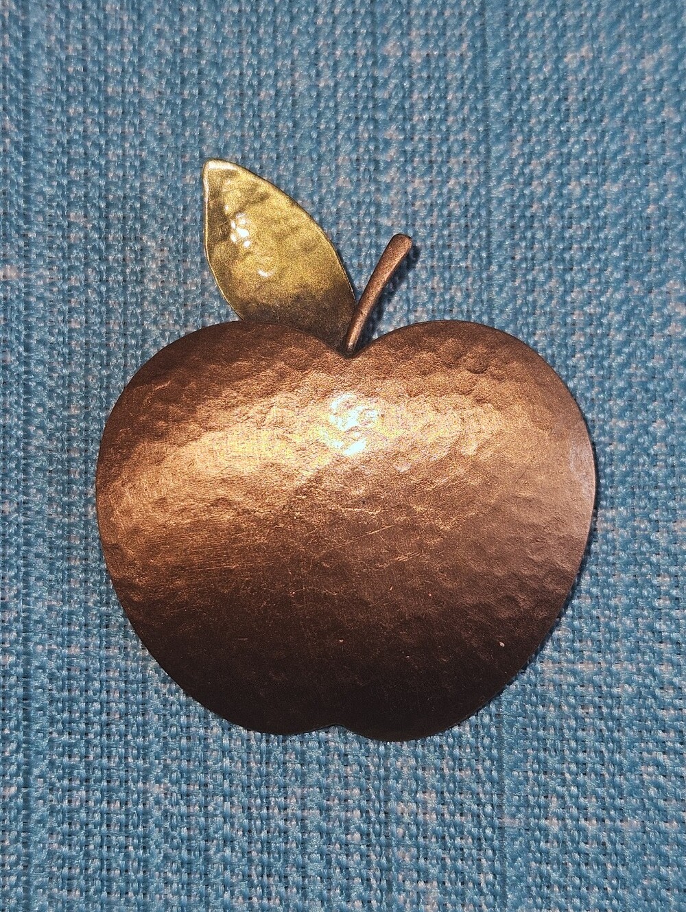 Vintage Apple pin MIXED METAL copper brass brooch